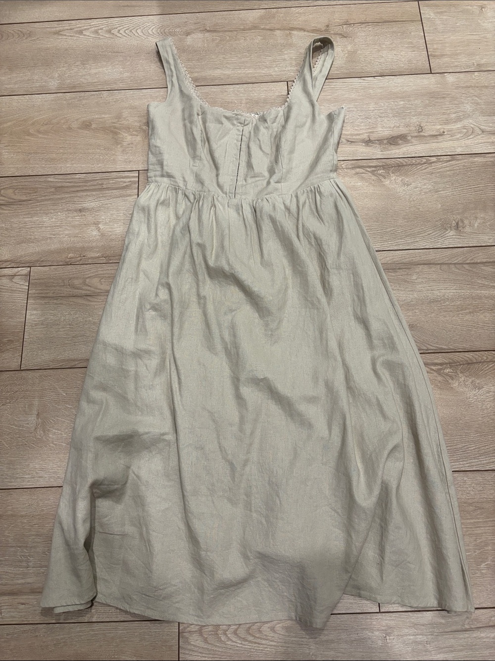 Beige Sleeveless Midi Dress